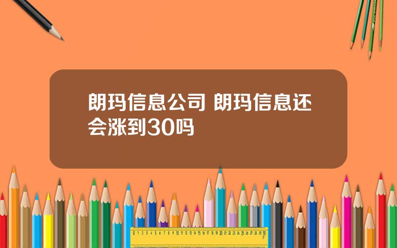 朗玛信息公司 朗玛信息还会涨到30吗